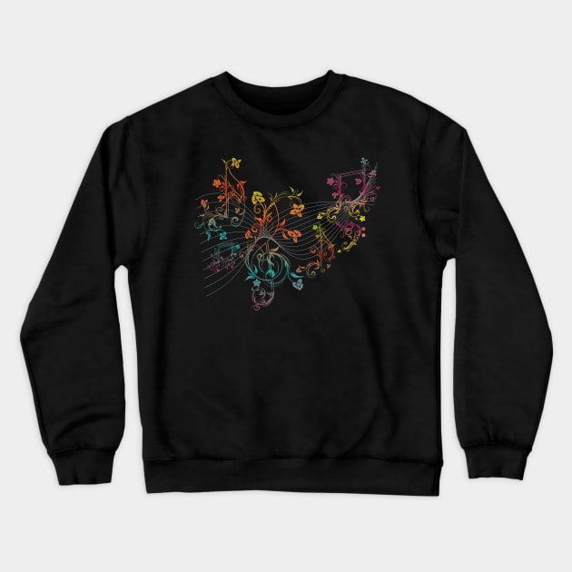 Floral Music Notes Crewneck Sweatshirt by AnnArtshock